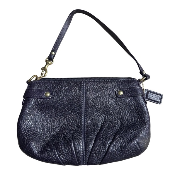 Coach Dark Purple and Gold Leather Wristlet with Chain Detail - Picture 2 of 4